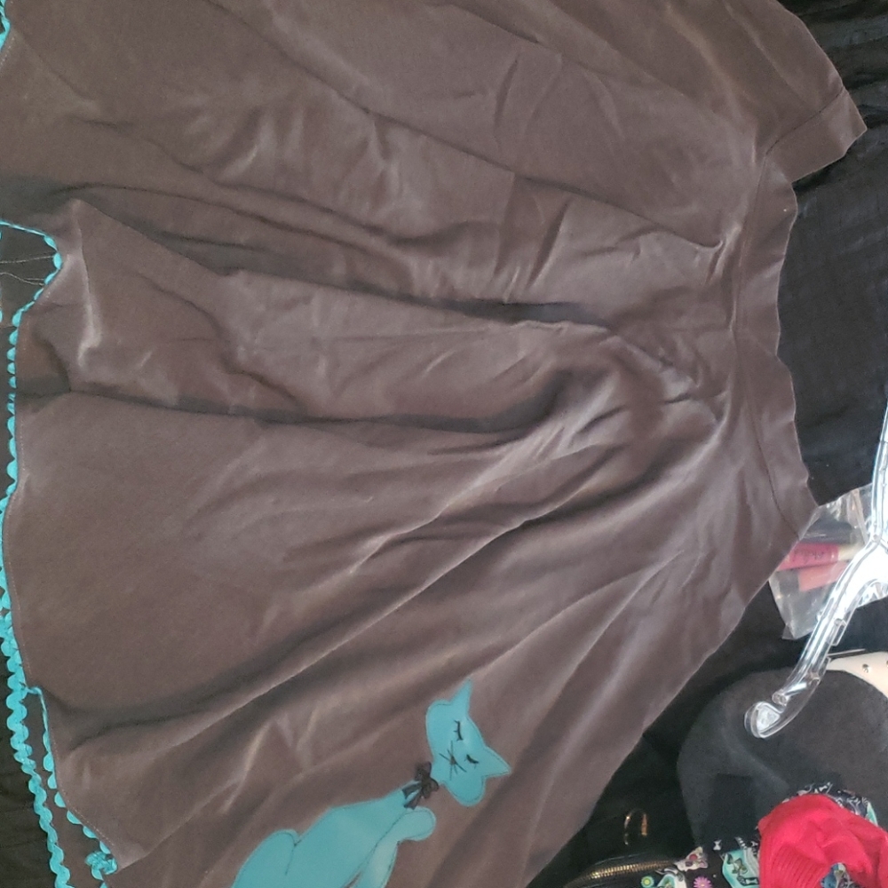 Grey an teal leather cat skirt